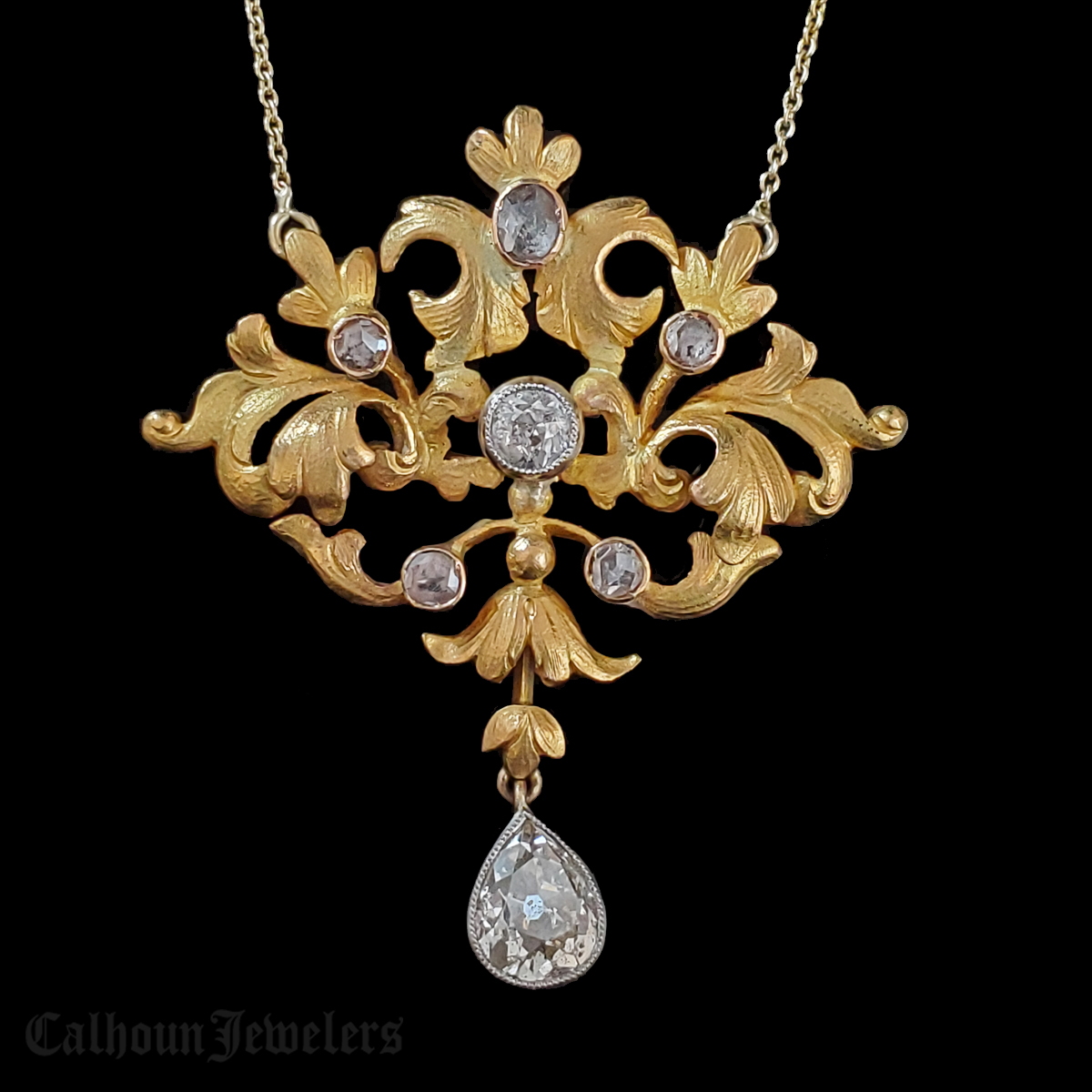 Art Nouveau 18Kt. Diamond Pendant - Calhoun Jewelers