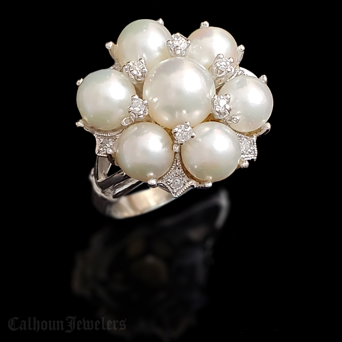 Floral Antique Pearl Ring